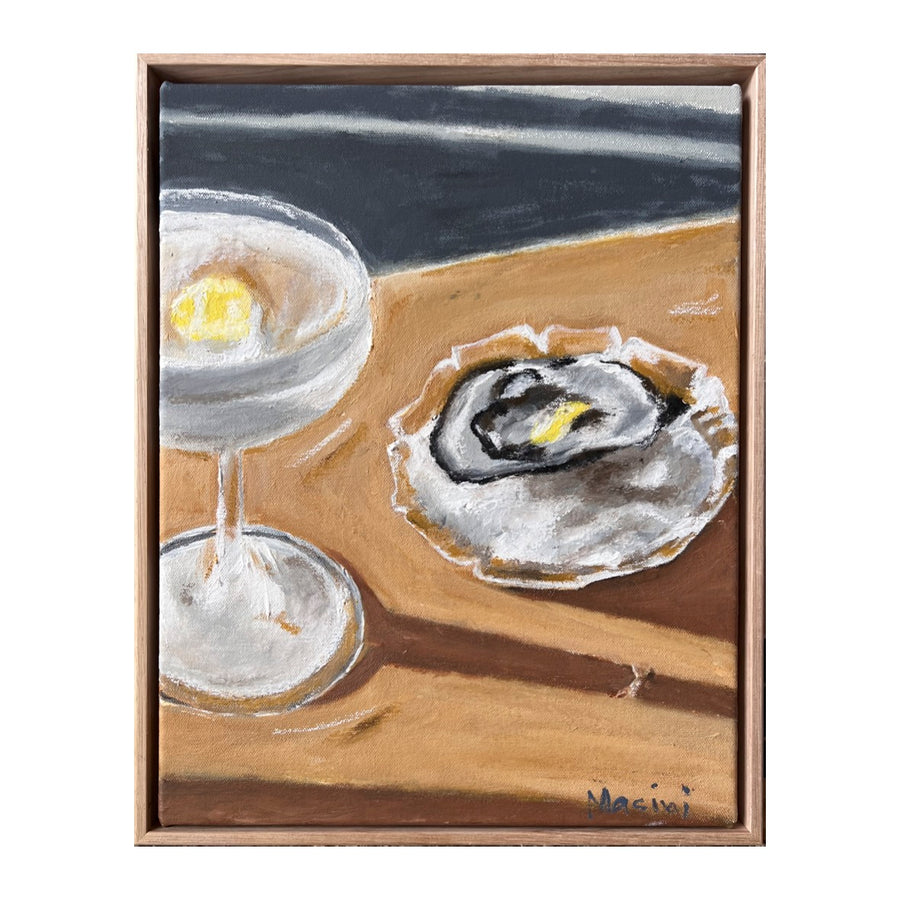 Martini & Oyster - Acrylic & Oil Pastels on Canvas