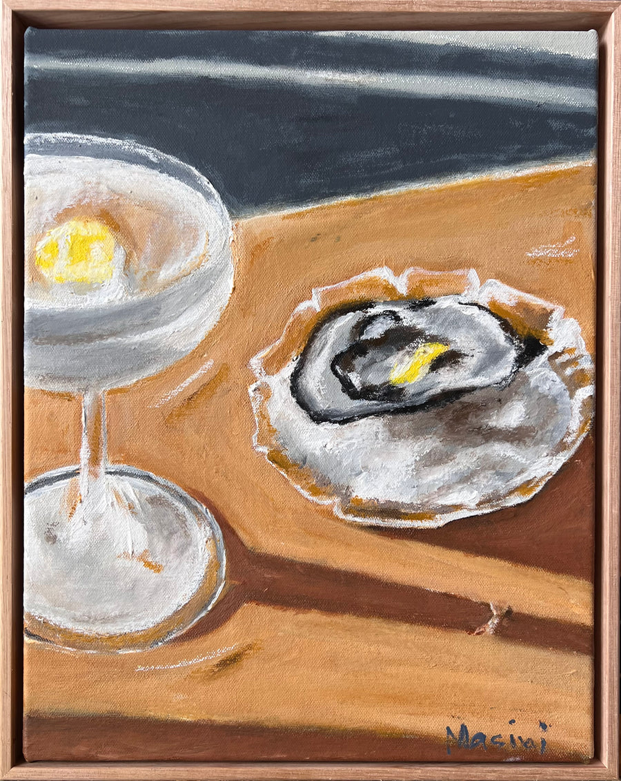 Martini & Oyster - Acrylic & Oil Pastels on Canvas